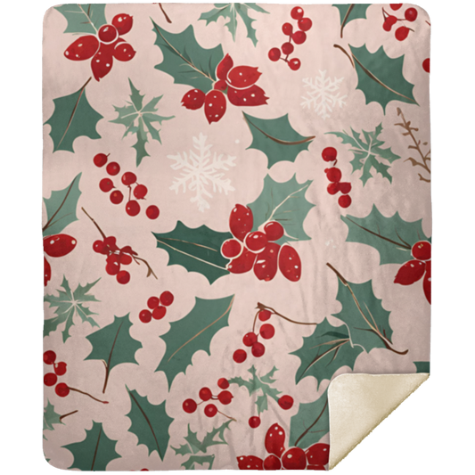 Holiday Mistletoe Premium Sherpa Blanket 50x60
