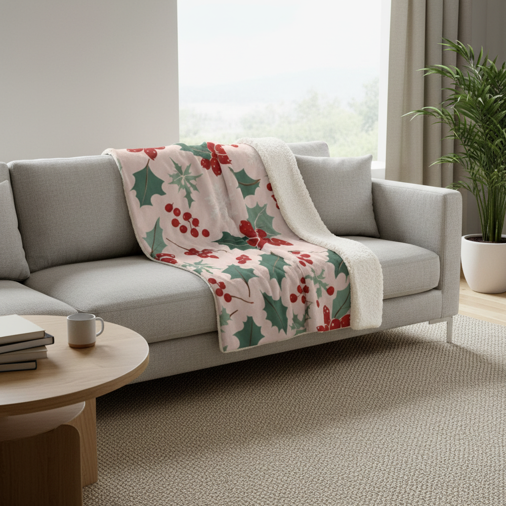 Holiday Mistletoe Premium Sherpa Blanket 50x60