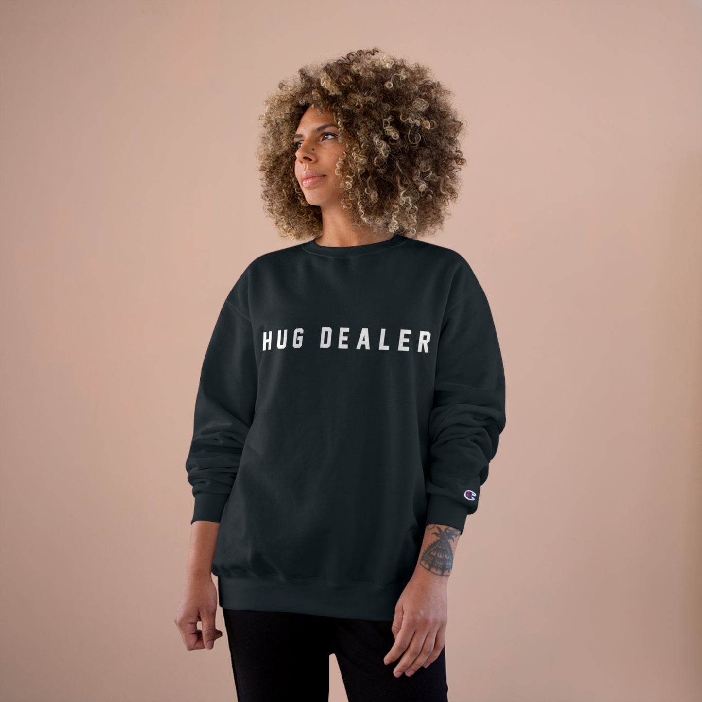 Hug Dealer Champion Sweatshirt - Cozy Graphic Sweatshirt for Gift Giving