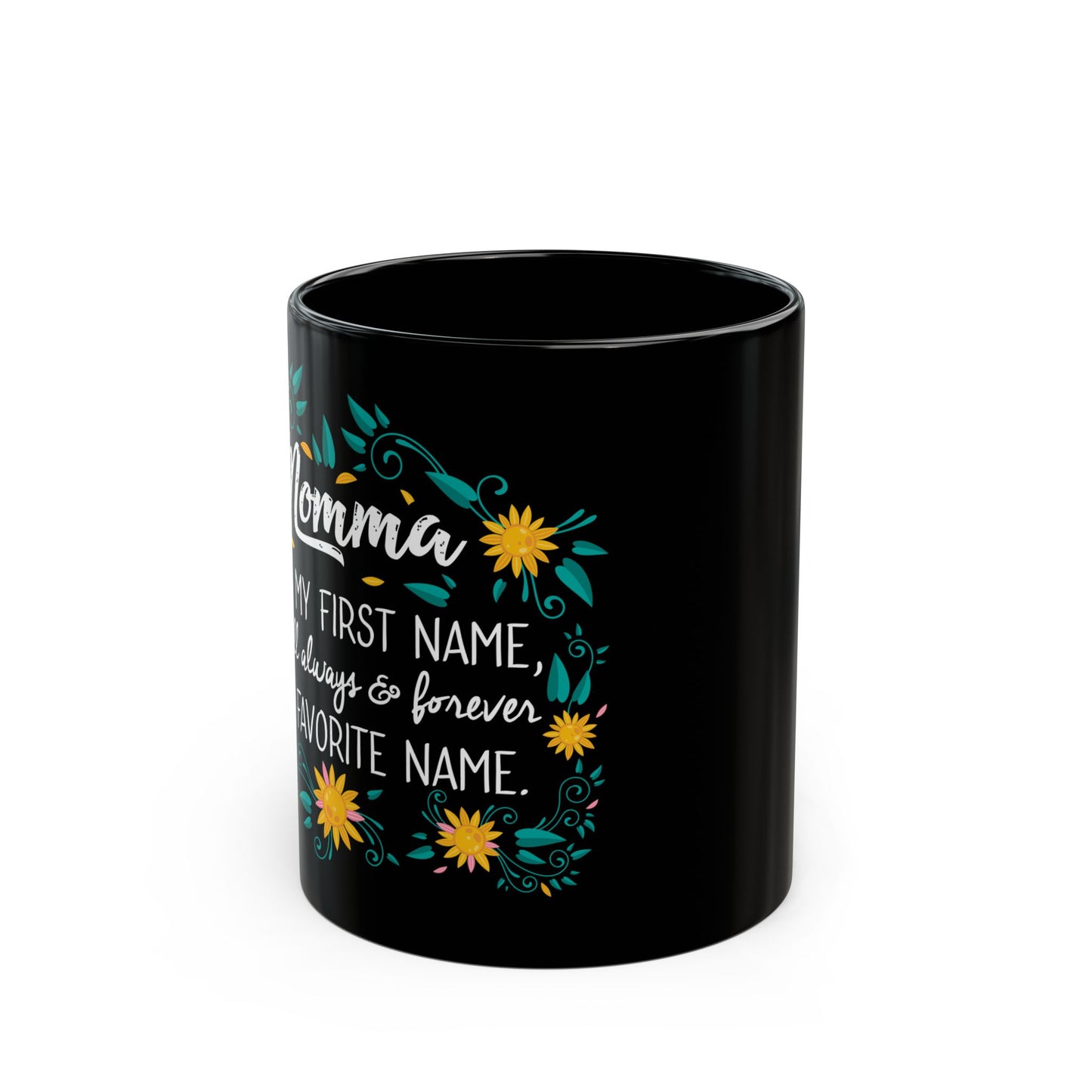 Momma Floral Black Mug - Perfect Gift for Mom on Mother's Day