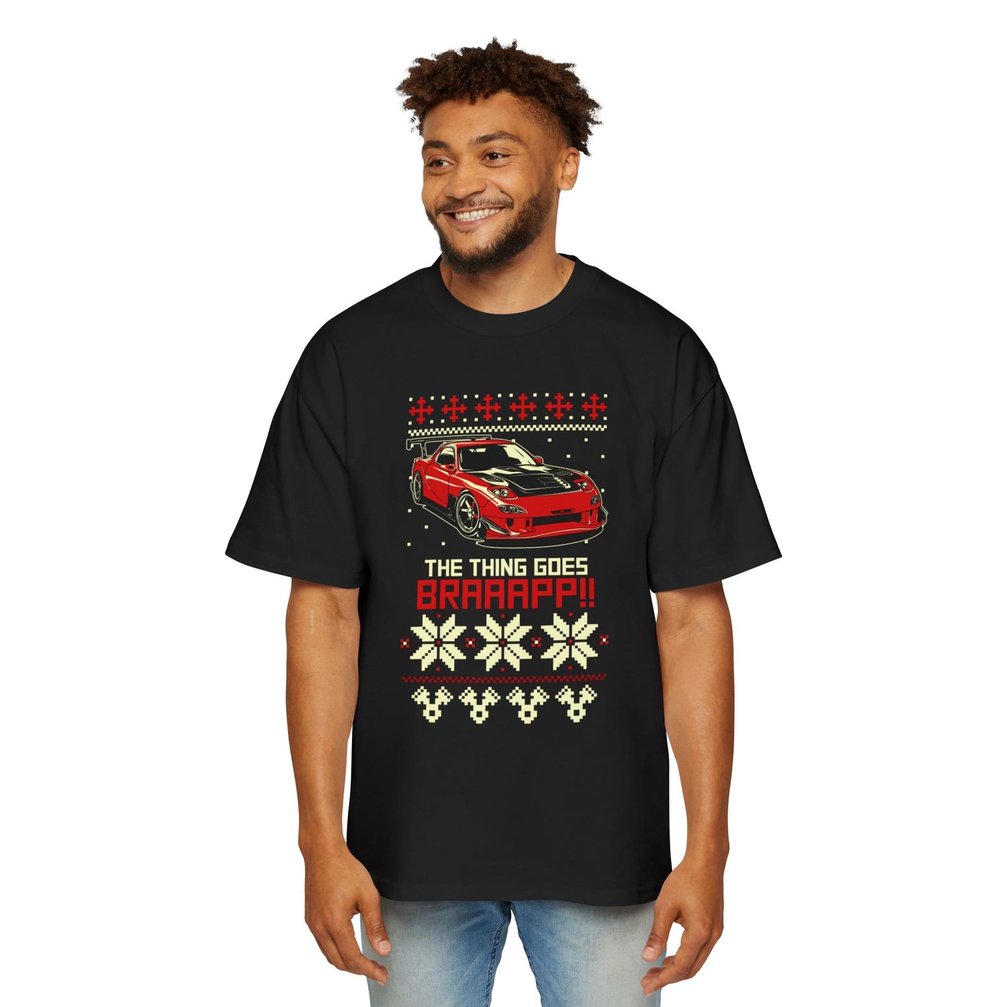 The Thing Goes BRAAAPP!! Christmas GraphicMen's Heavy Oversized Tee