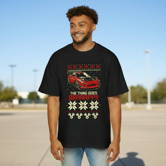 The Thing Goes BRAAAPP!! Christmas GraphicMen's Heavy Oversized Tee