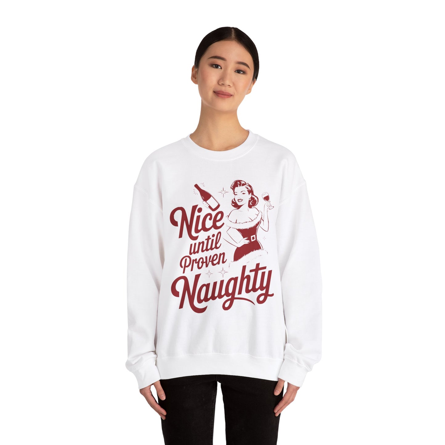 Nice Until Proven Naughty Unisex Heavy Blend™ Crewneck Sweatshirt