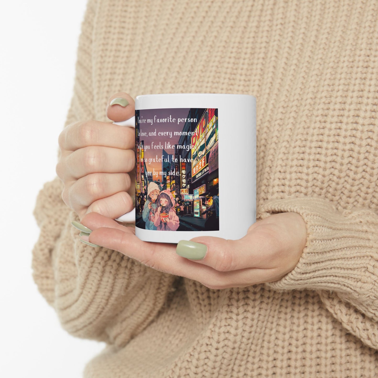 You're My Favorite Person to Love 11oz Ceramic Mug Japanese Street Food Scene Gift for Her