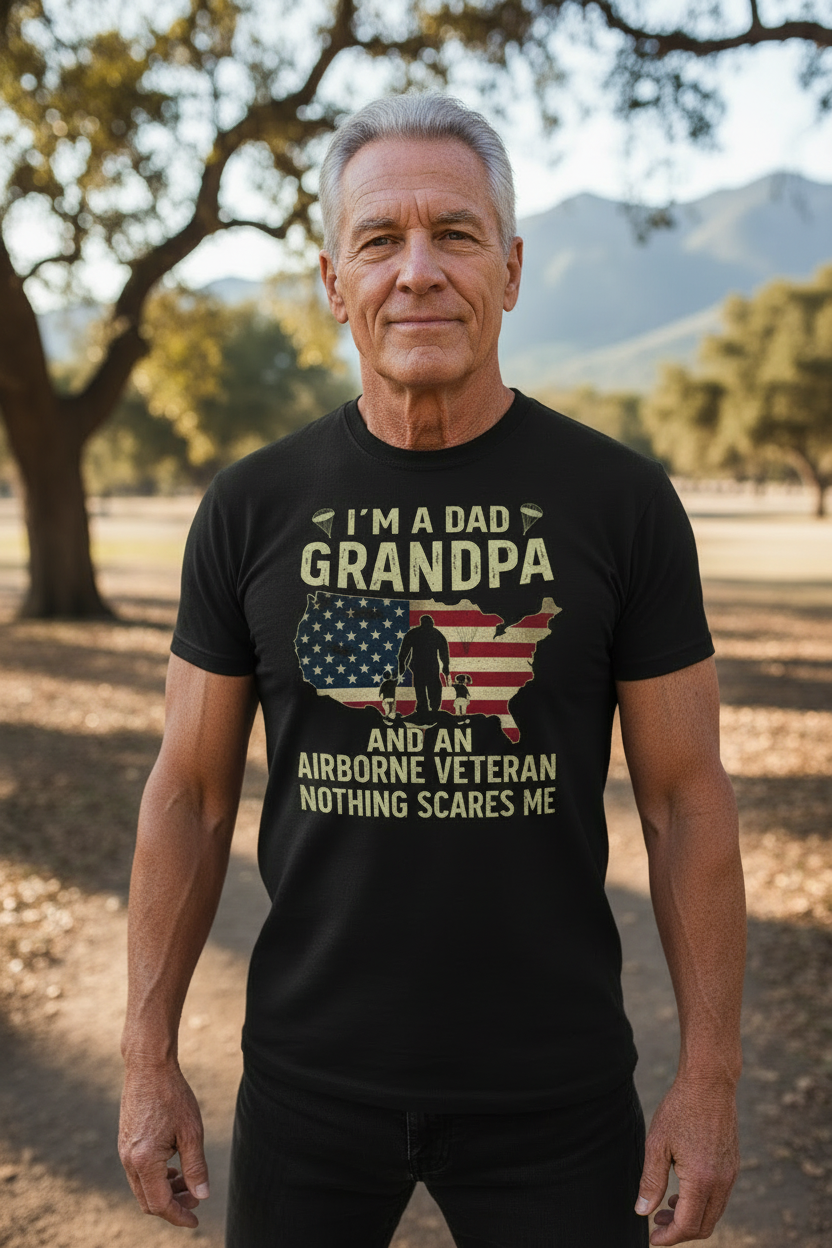 Fearless Legacy: Dad, Grandpa & Airborne Veteran T-Shirt