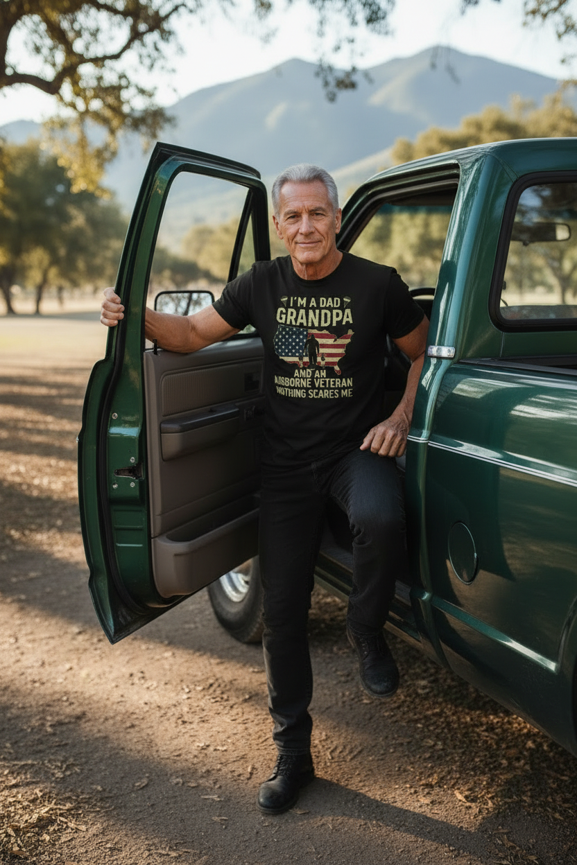 Fearless Legacy: Dad, Grandpa & Airborne Veteran T-Shirt
