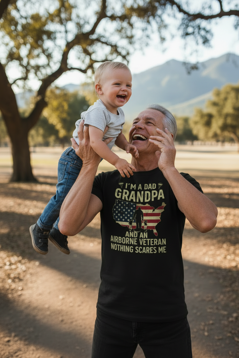 Fearless Legacy: Dad, Grandpa & Airborne Veteran T-Shirt
