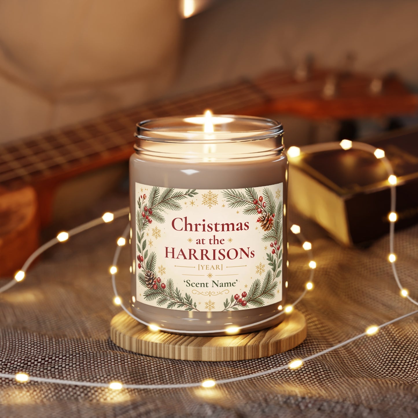 Personalized Christmas Family Scented Candle – Custom Family Name & Year Holiday Gift