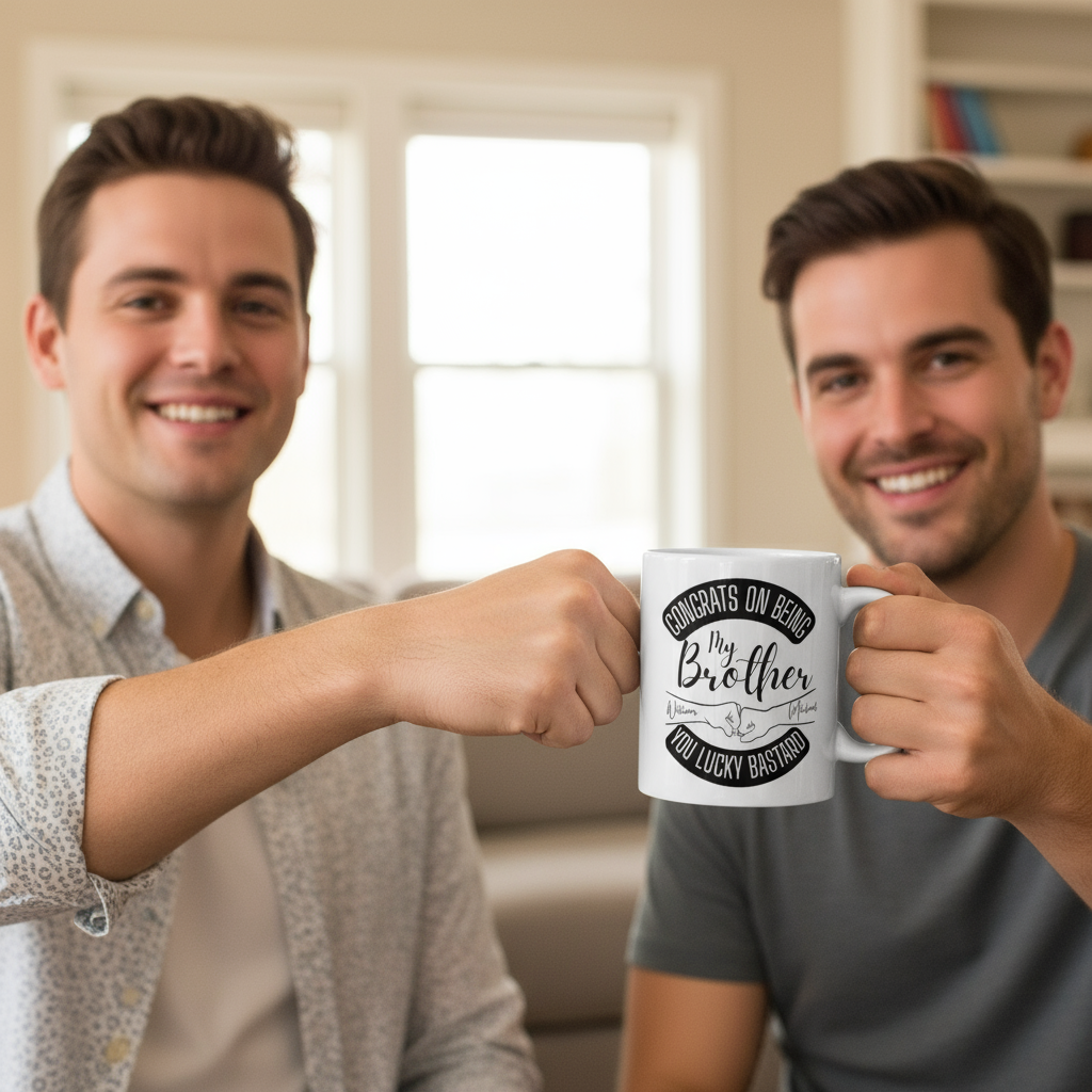 Personalized Brother Mug – "Congrats on Being My Brother, You Lucky Bastard" 11oz Gift