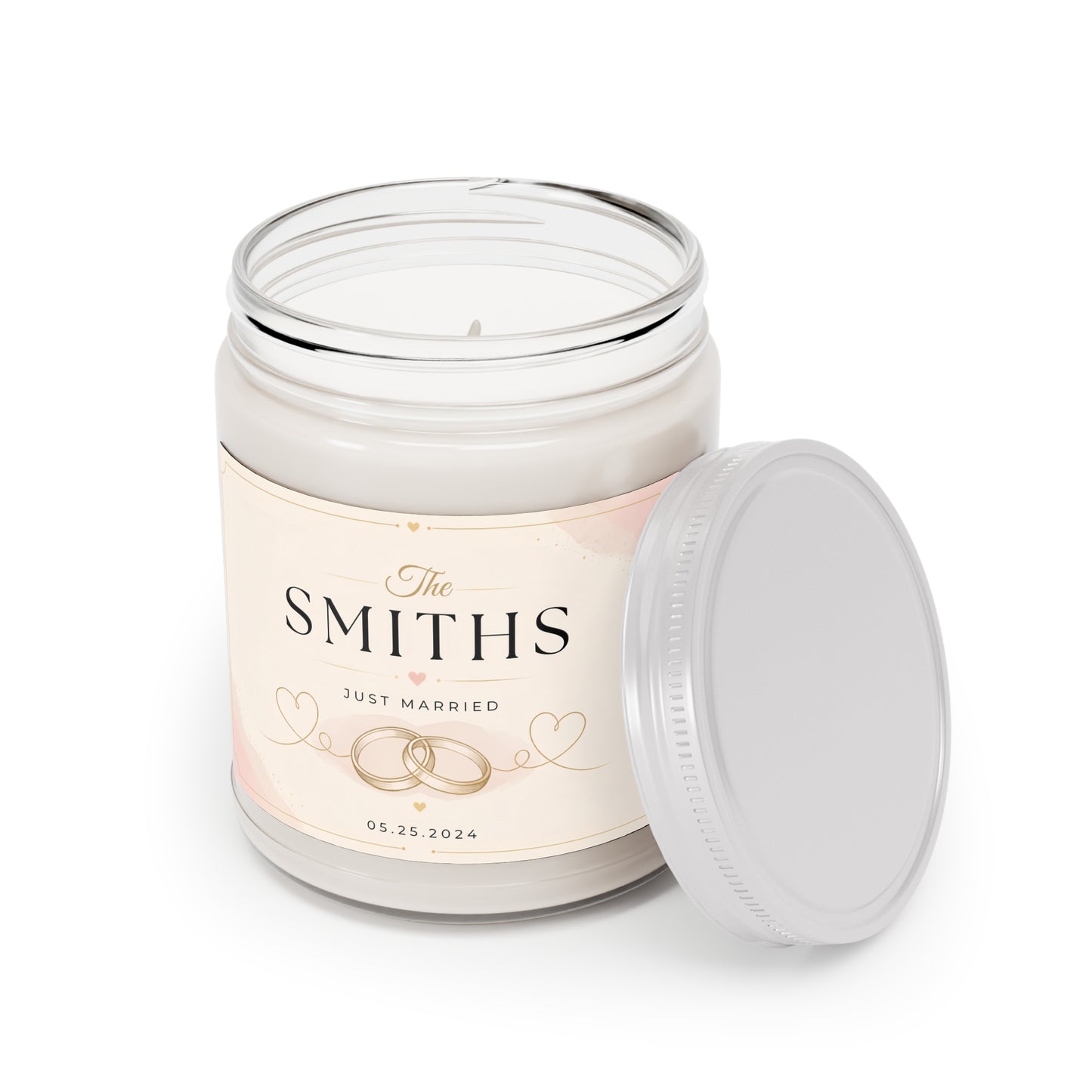 Personalized Just Married Scented Candle – Custom Family Name & Wedding Date Gift