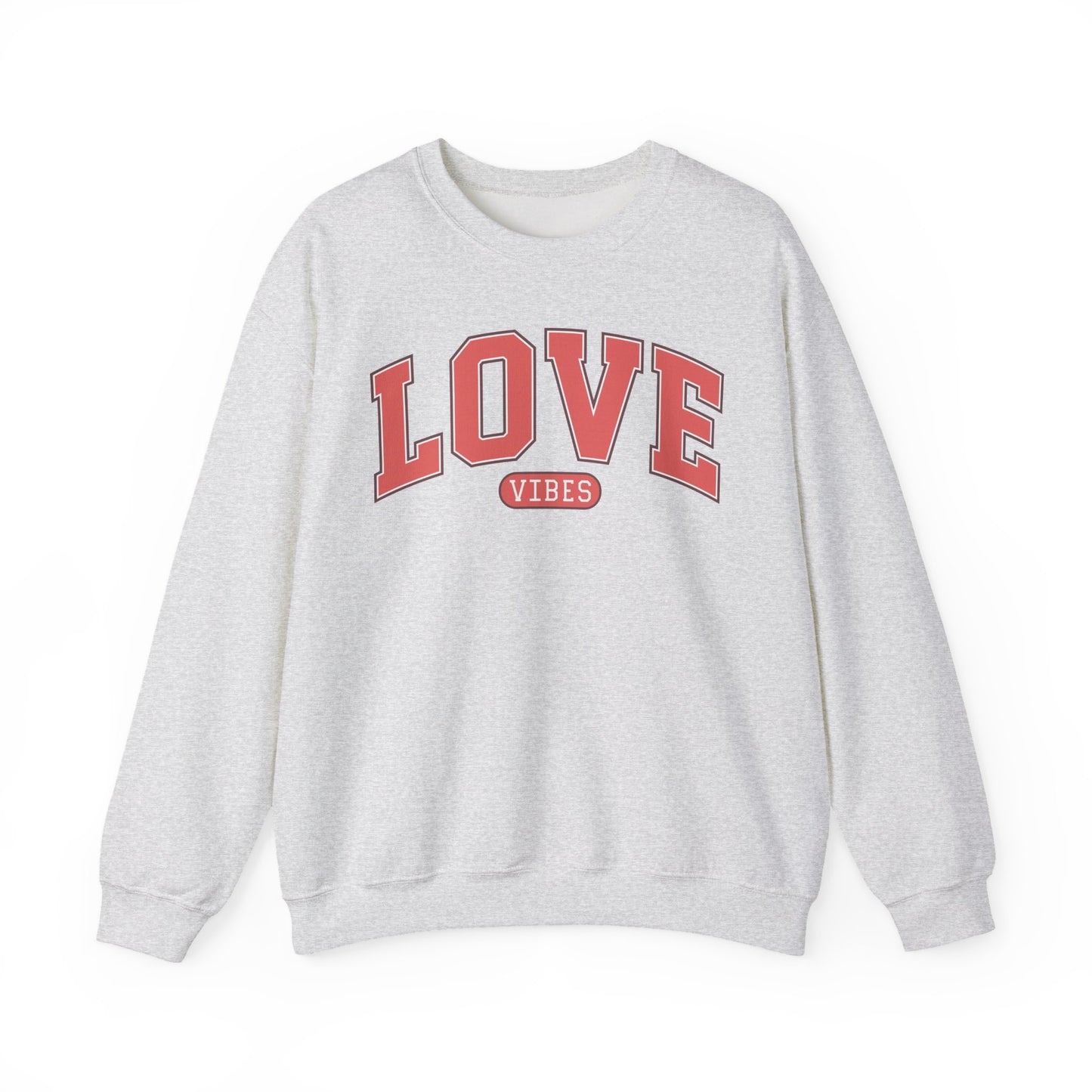 Love Vibes Sweatshirt – Retro Varsity Love Crewneck, Unisex Valentine’s Day Gift