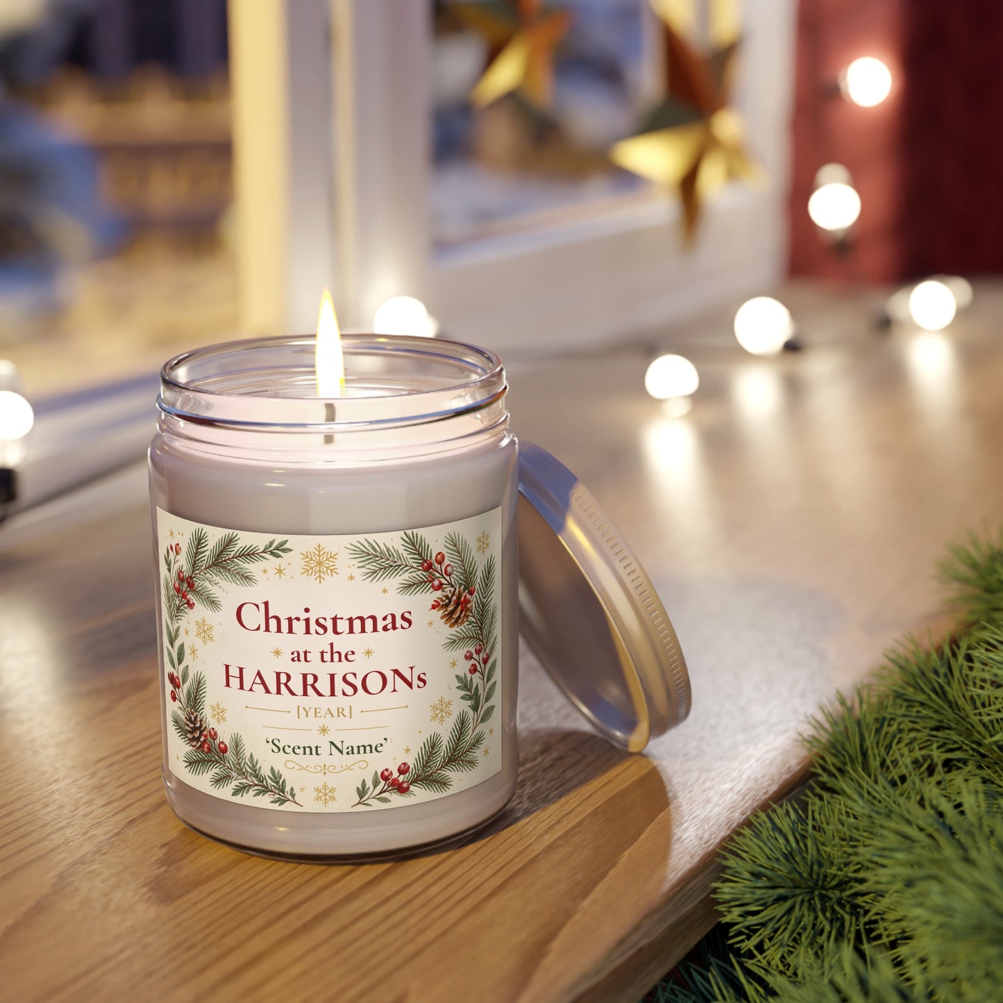 Personalized Christmas Family Scented Candle – Custom Family Name & Year Holiday Gift