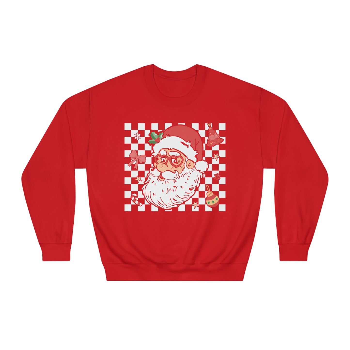 Checkered Christmas Santa Unisex DryBlend® Crewneck Sweatshirt