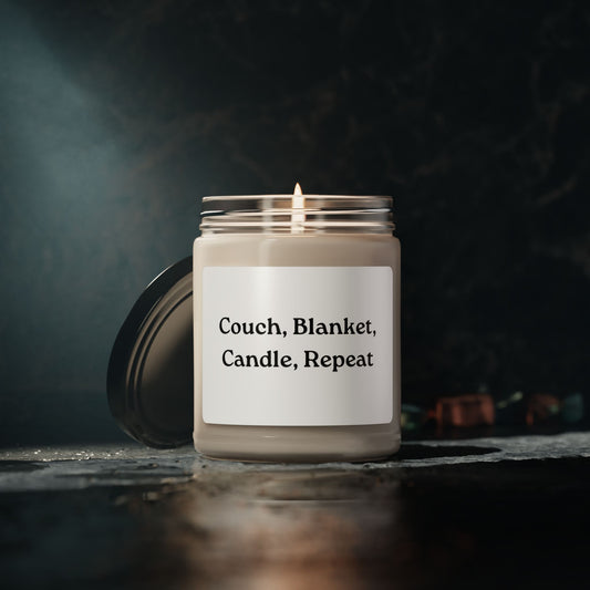 Couch, Blanket, Candle, Repeat Scented Soy Candle, 9oz