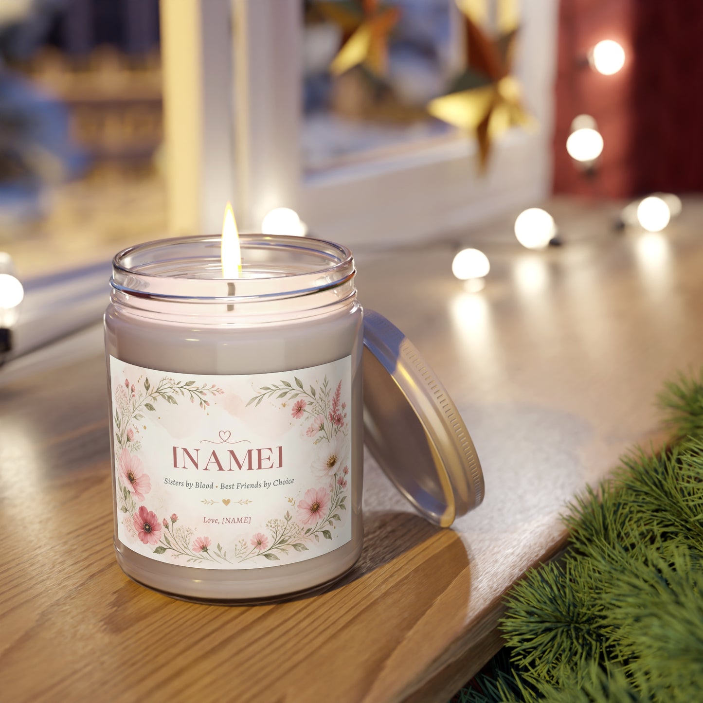 Personalized Sister Candle – “Sisters by Blood, Best Friends by Choice” Custom Name Gift