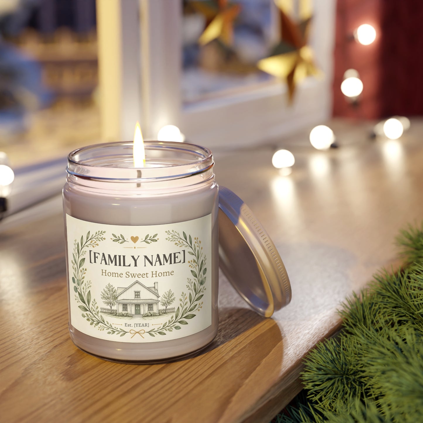Personalized Home Sweet Home Family Scented Candle – Custom Last Name & Established Year