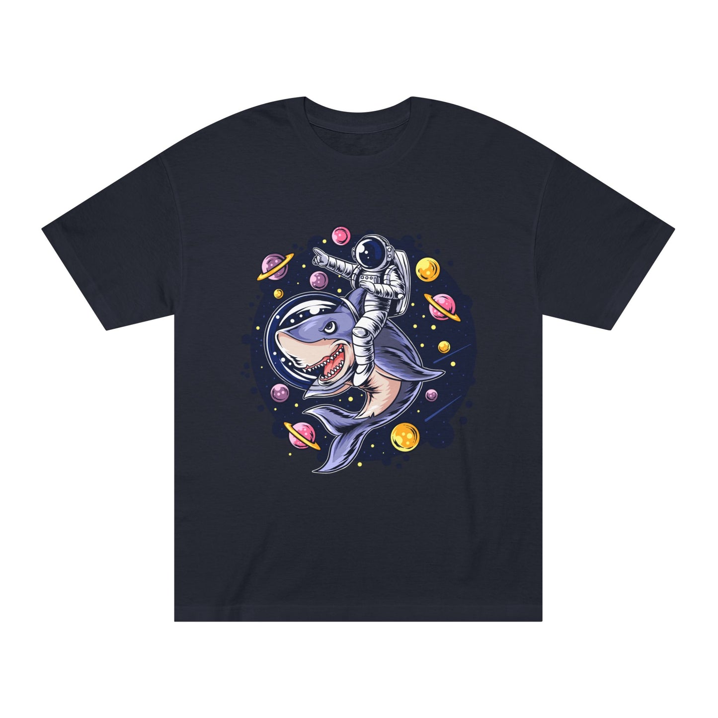 Astronaut Shark Unisex Classic Tee, Space Shark Tee, Fun Graphic T-Shirt