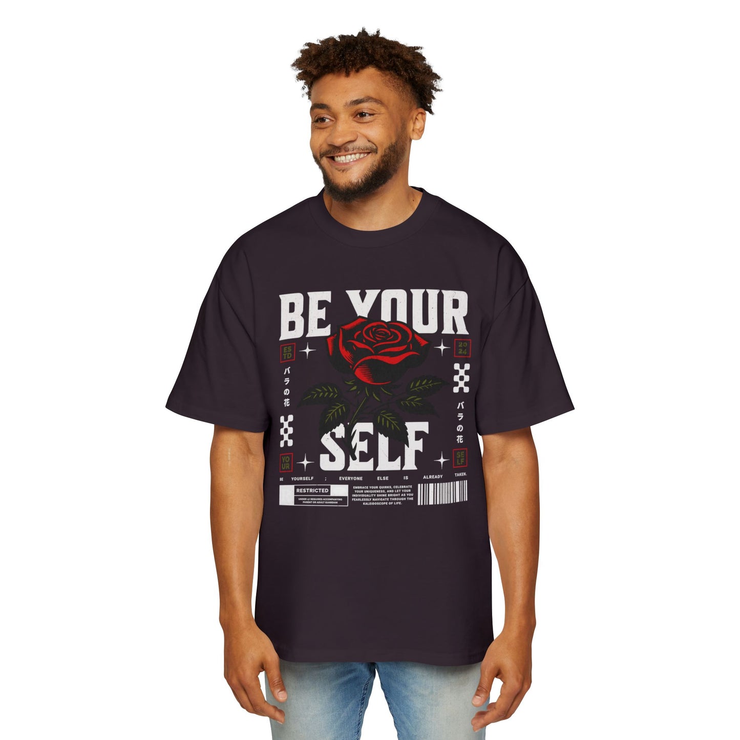 Men's Streetwear Tee - Be Your Self, Casual Oversized Shirt Dark Edition, Trendy Graphic Top, Gift for Men, Summer Fashion Statement