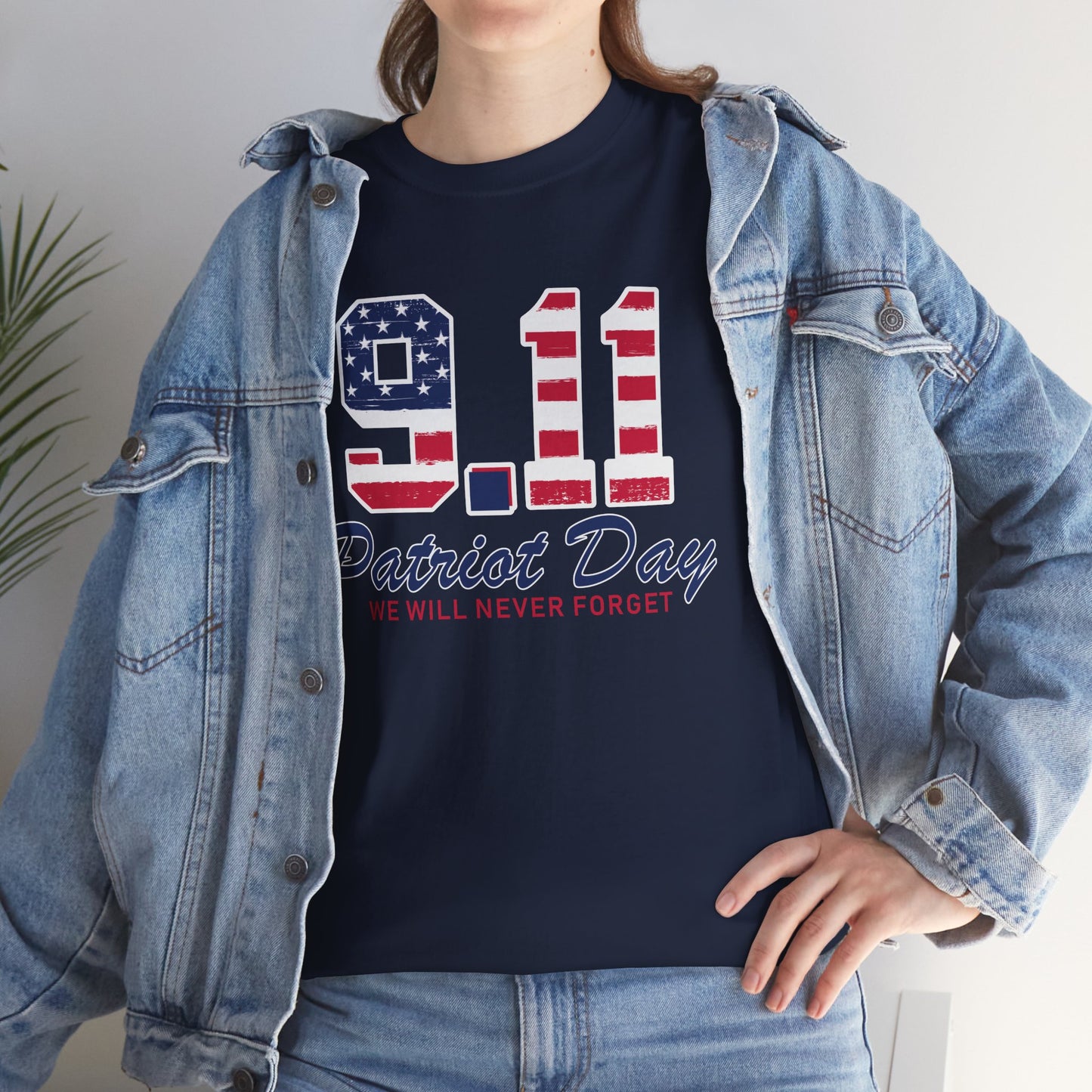 Patriot Day Unisex Heavy Cotton Tee, 9/11 Remembrance Shirt, Memorial T-Shirt, American Flag Tee, Comfort for Heroes