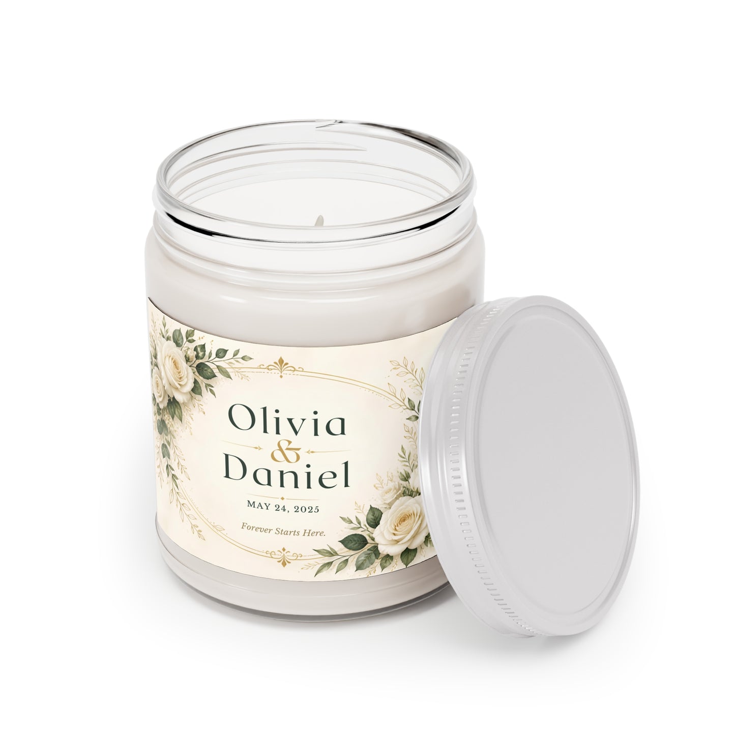 Personalized Wedding Scented Candle – Custom Couple Names & Wedding Date Keepsake