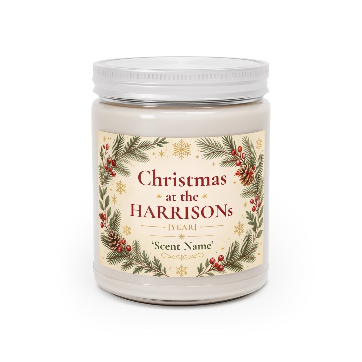 Personalized Christmas Family Scented Candle – Custom Family Name & Year Holiday Gift