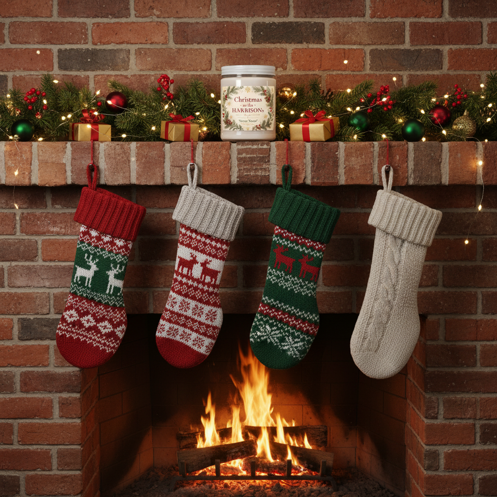 Personalized Christmas Family Scented Candle – Custom Family Name & Year Holiday Gift