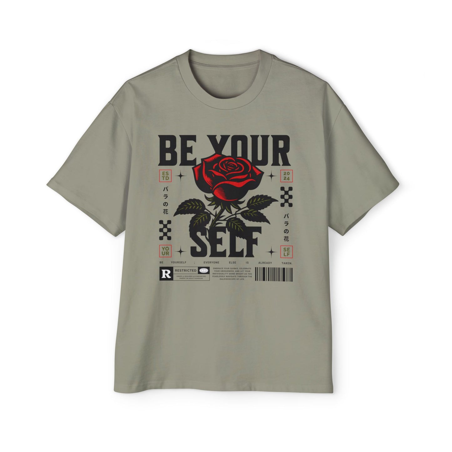 Men's Oversized Tee with 'Be Your Self' Design Light Edition - Trendy Streetwear, Casual Weekend Wear, Gift for Him, Self-Expression Style, Unisex Fashion