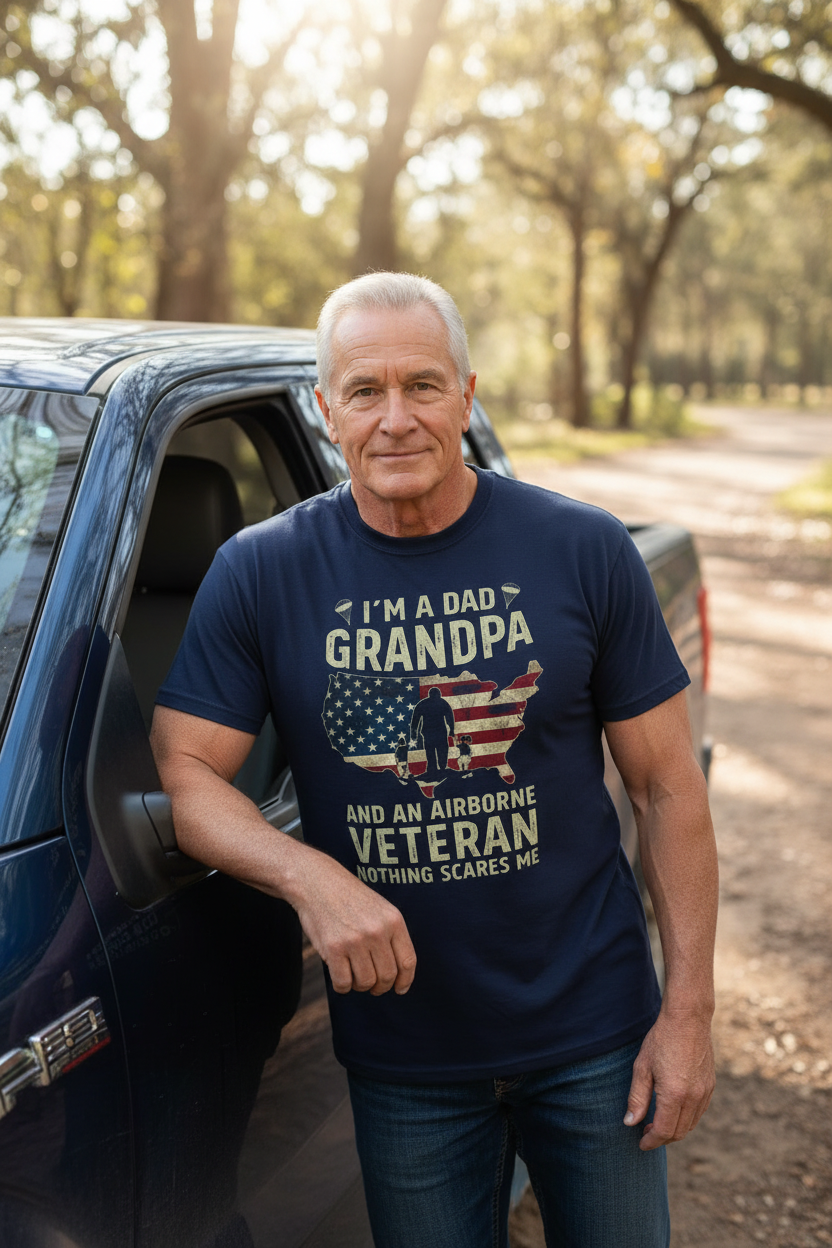 Fearless Legacy: Dad, Grandpa & Airborne Veteran T-Shirt