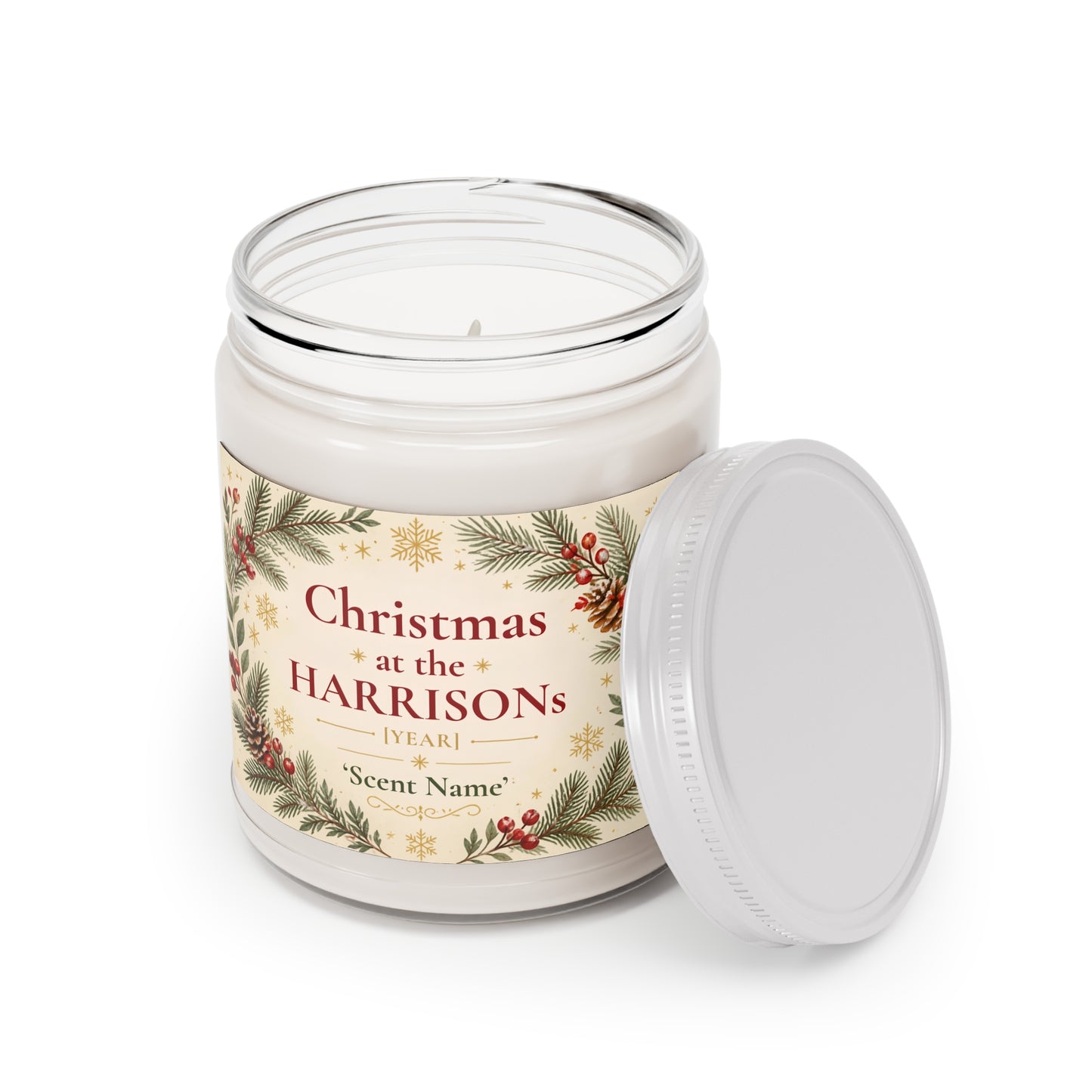 Personalized Christmas Family Scented Candle – Custom Family Name & Year Holiday Gift