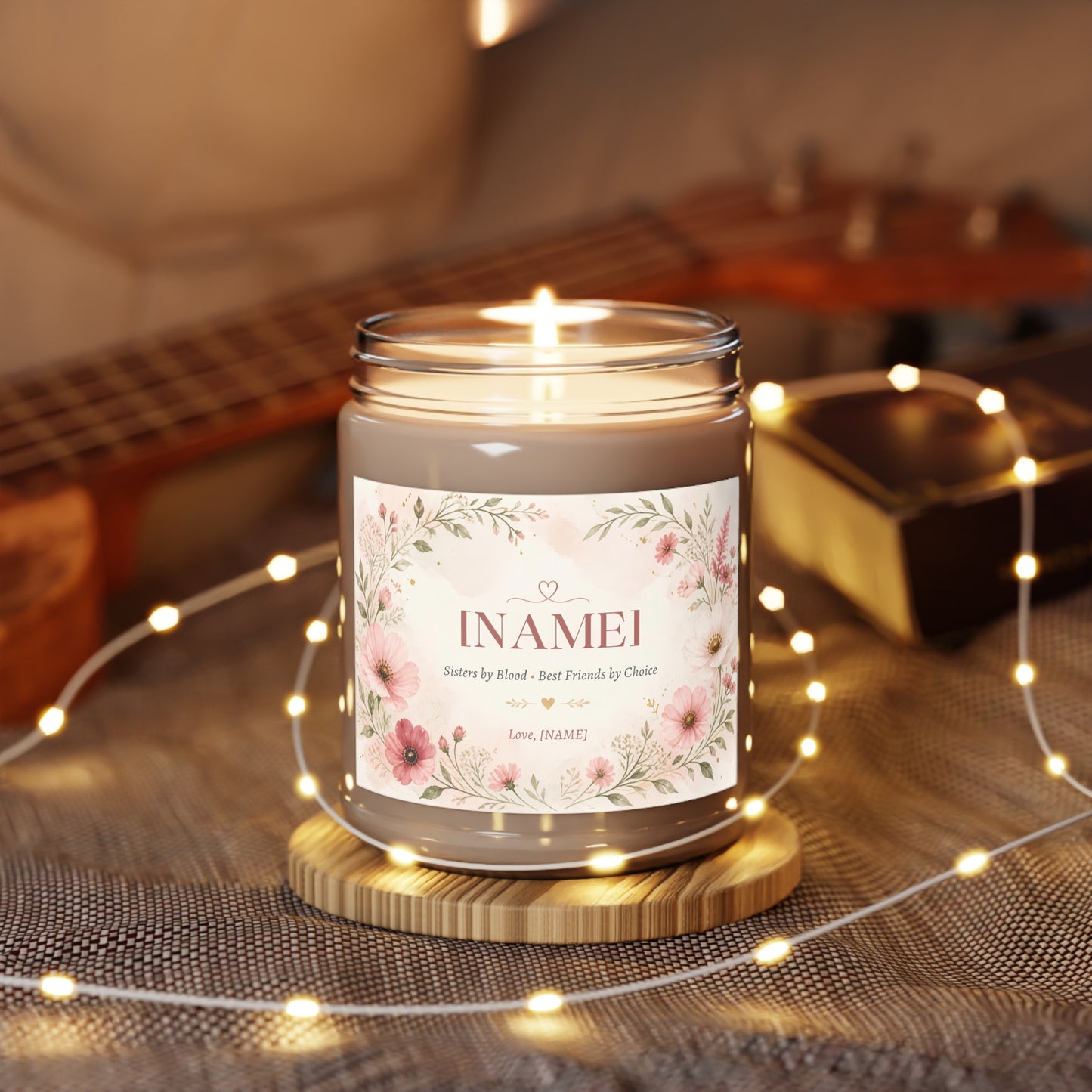 Personalized Sister Candle – “Sisters by Blood, Best Friends by Choice” Custom Name Gift
