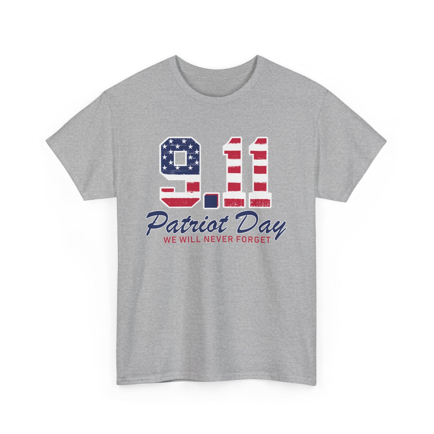 Patriot Day Unisex Heavy Cotton Tee, 9/11 Remembrance Shirt, Memorial T-Shirt, American Flag Tee, Comfort for Heroes
