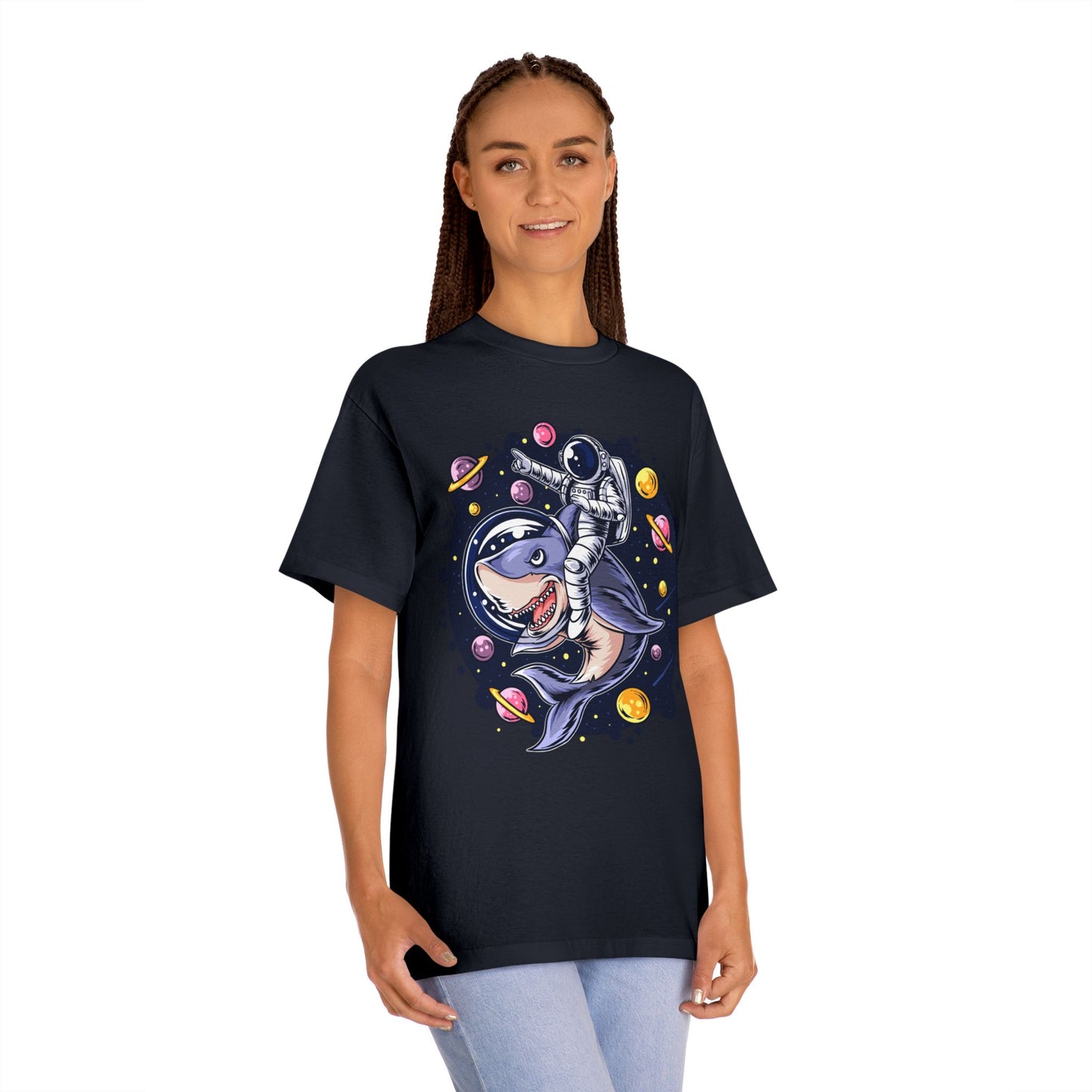 Astronaut Shark Unisex Classic Tee, Space Shark Tee, Fun Graphic T-Shirt