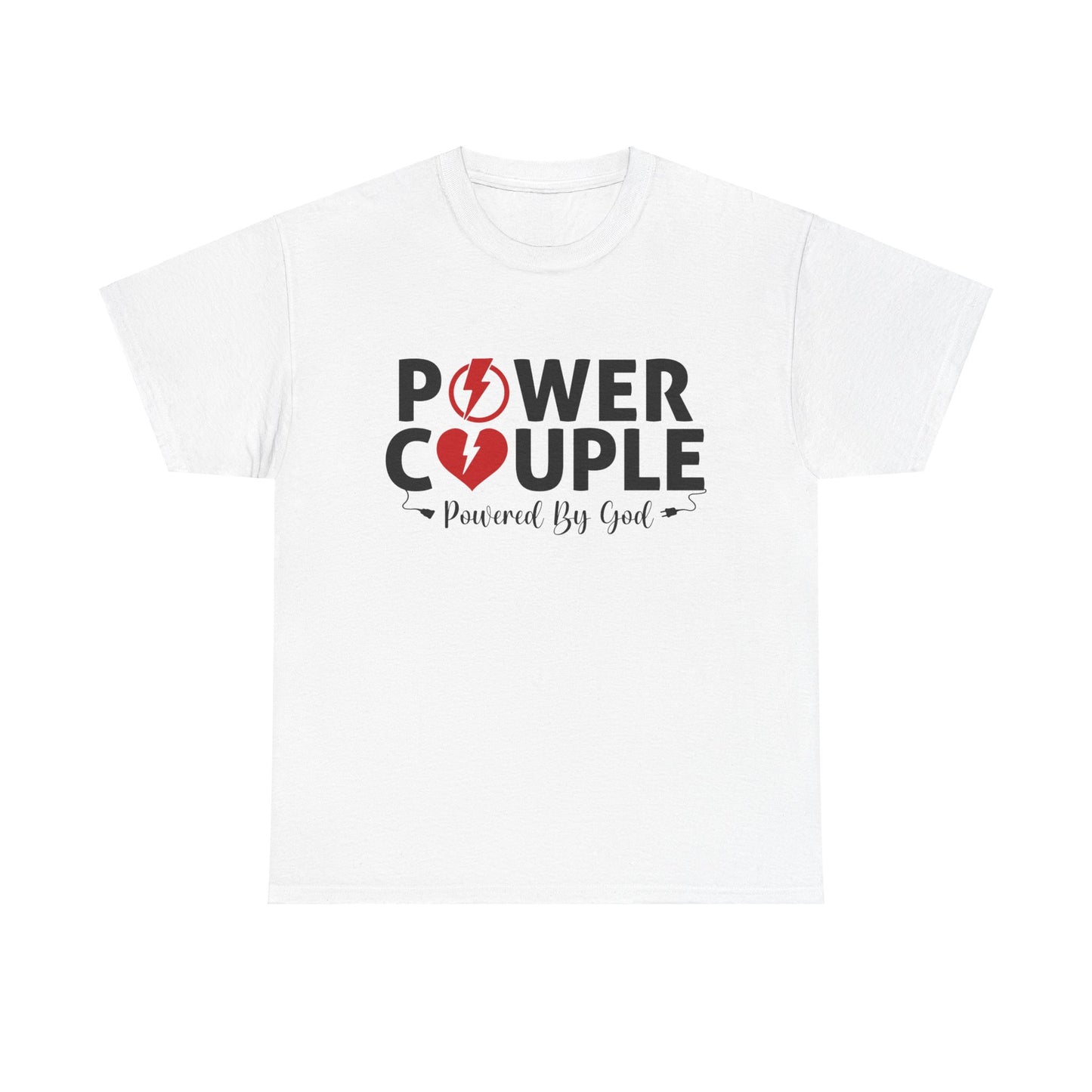 Power Couple Powered By God Matching Couples Shirt (White)