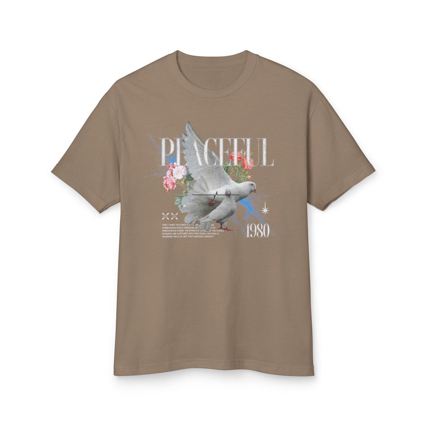 Peaceful Dove Graphic Tee | Unisex Heavyweight Cotton Shirt for Relaxed Vibes, Birthday Gifts, Casual Wear, Nature Lovers, Self-Care