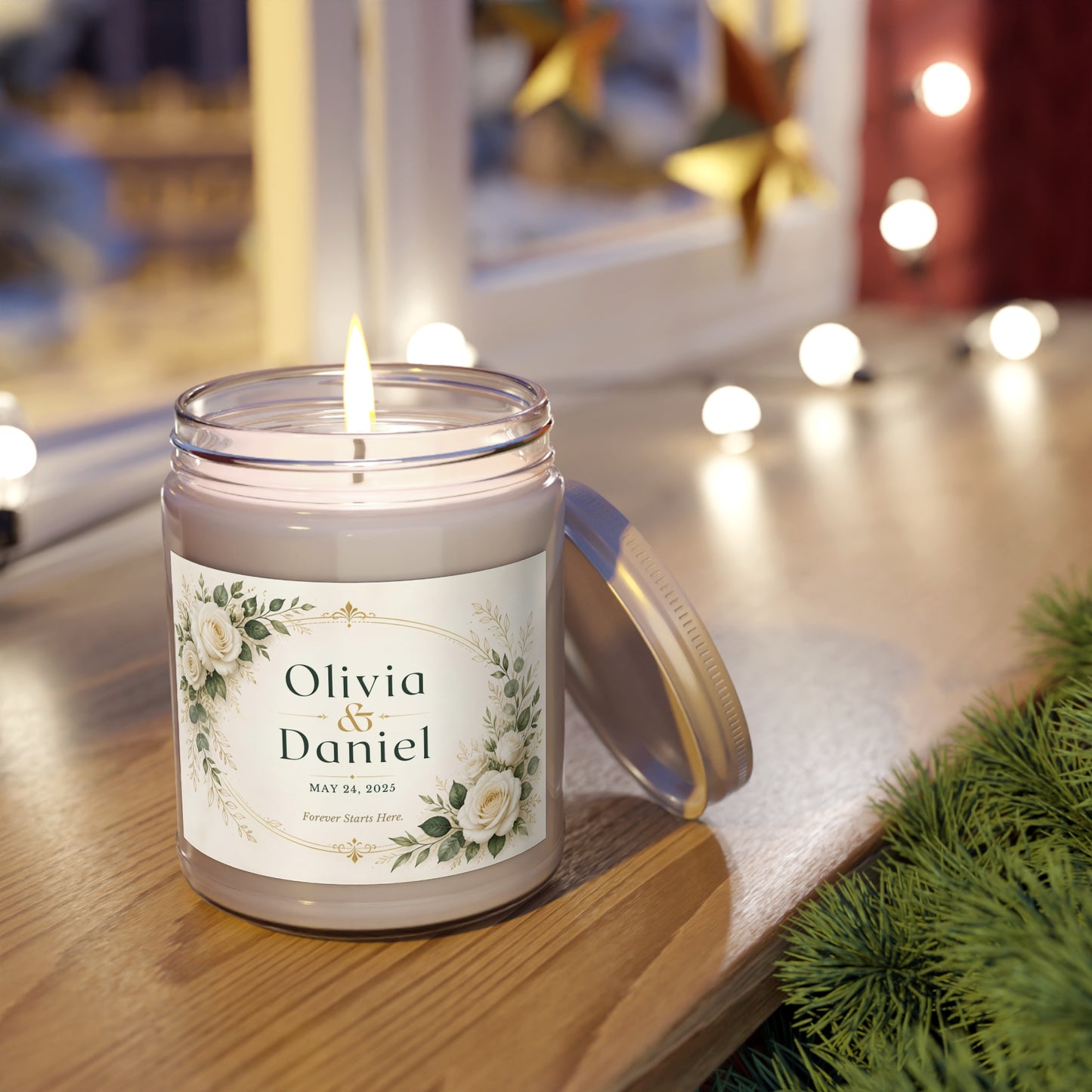 Personalized Wedding Scented Candle – Custom Couple Names & Wedding Date Keepsake