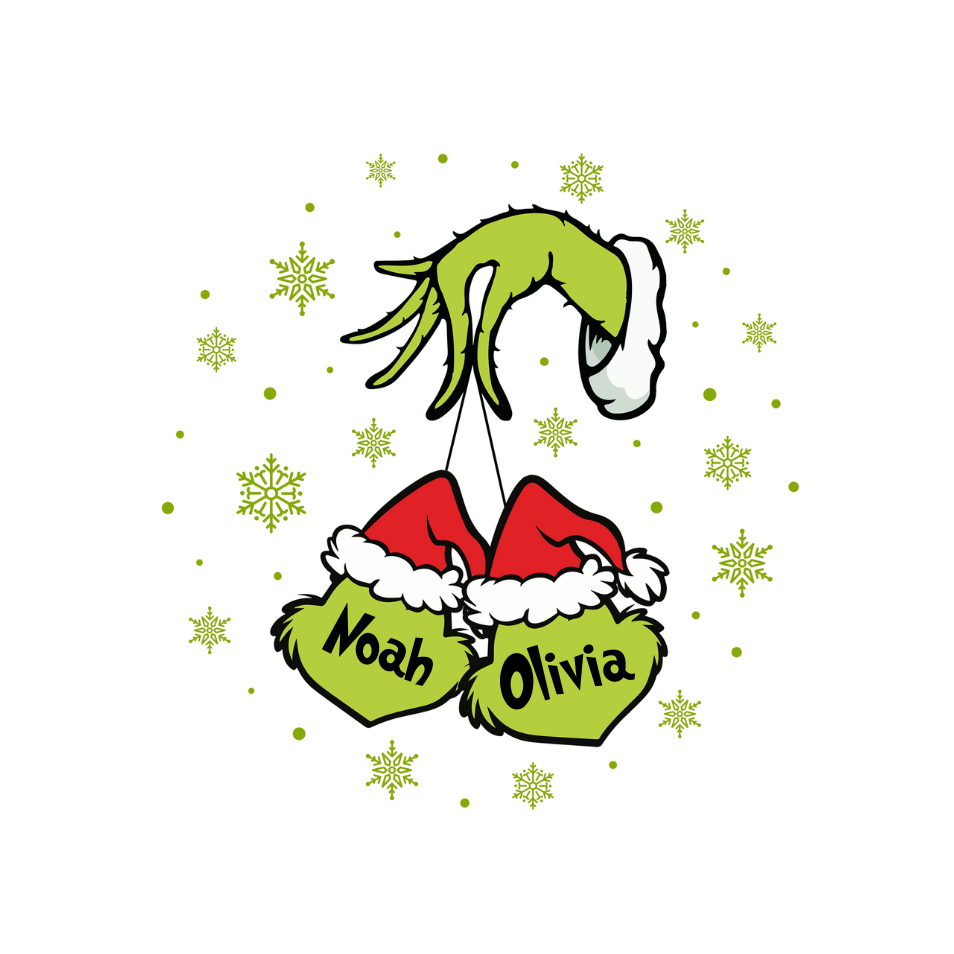 Grinch Hand & Face Christmas Ornament - Double-Sided Ceramic Holiday Decoration