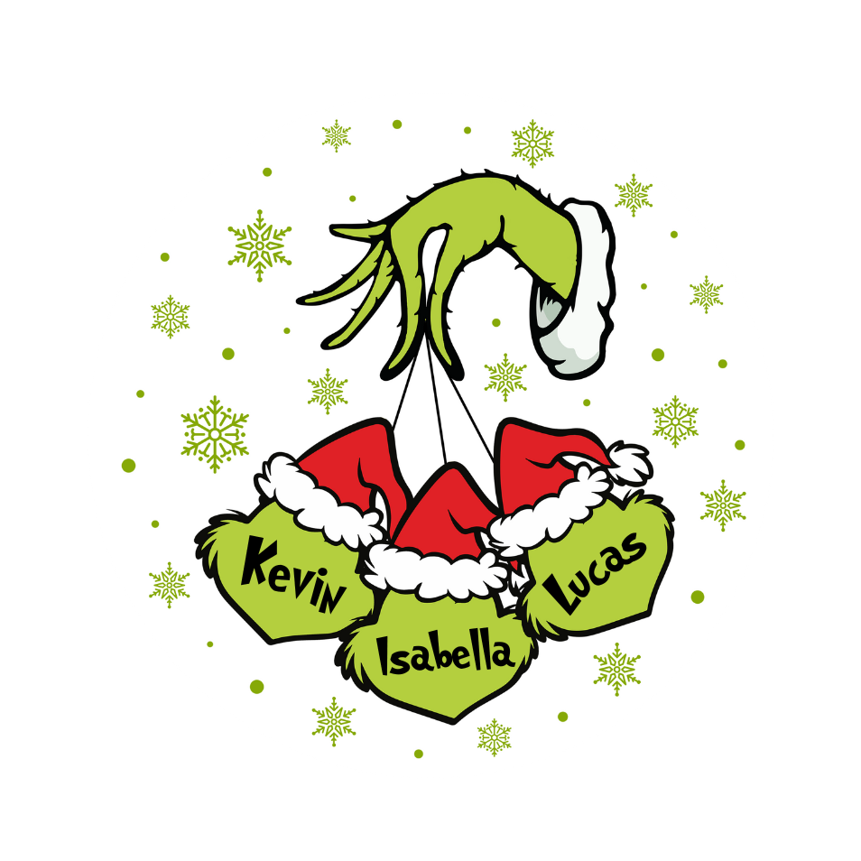 Grinch Hand & Face Christmas Ornament - Double-Sided Ceramic Holiday Decoration