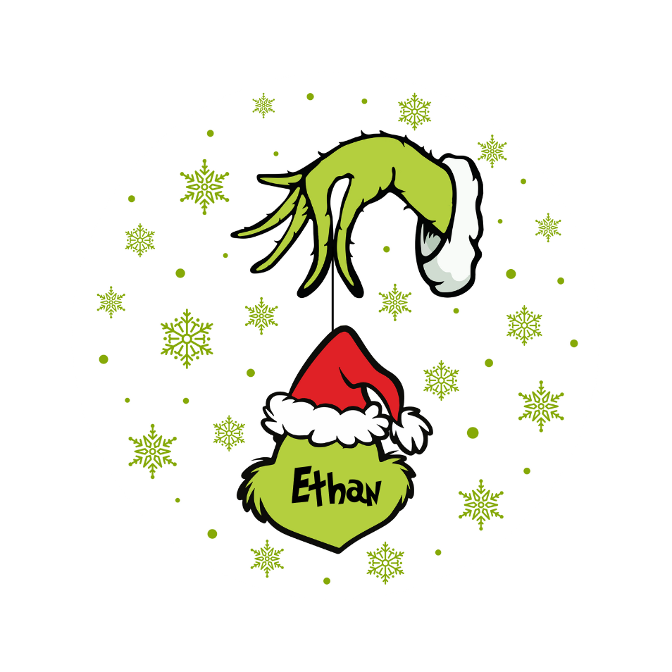 Grinch Hand & Face Christmas Ornament - Double-Sided Ceramic Holiday Decoration