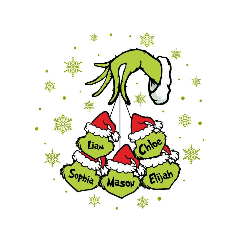 Grinch Hand & Face Christmas Ornament - Double-Sided Ceramic Holiday Decoration