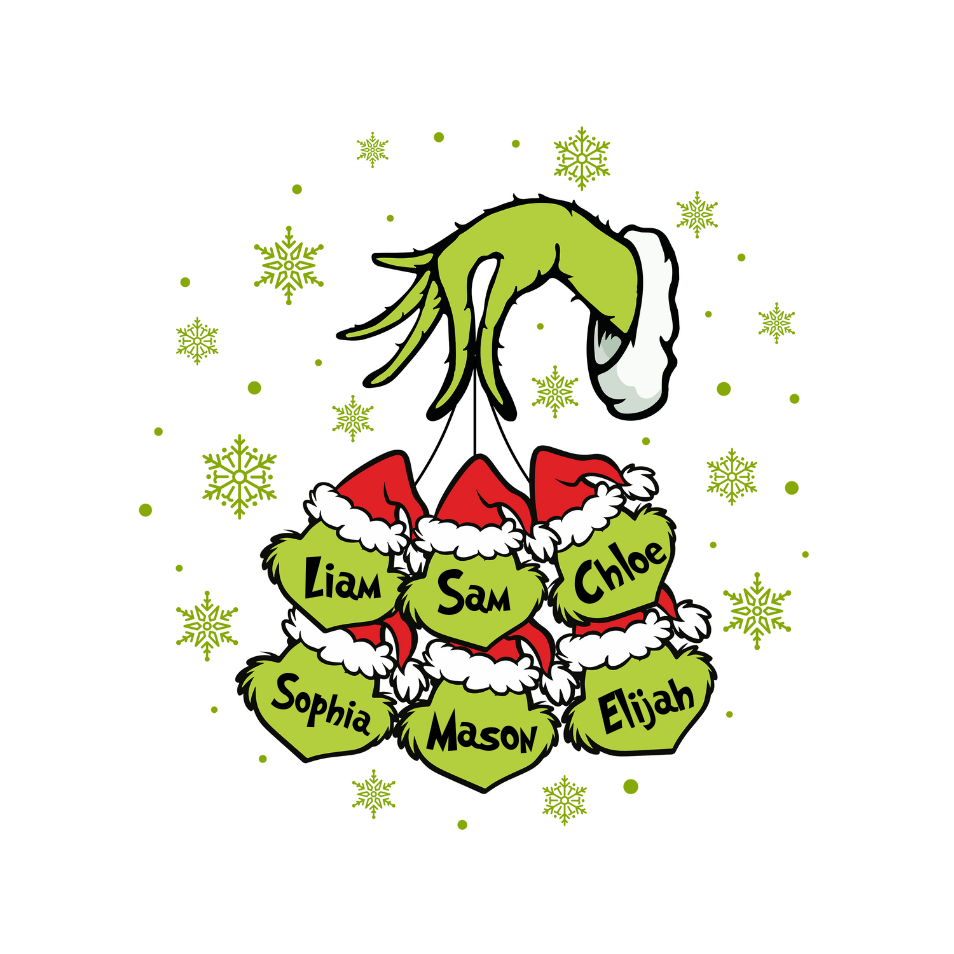 Grinch Hand & Face Christmas Ornament - Double-Sided Ceramic Holiday Decoration