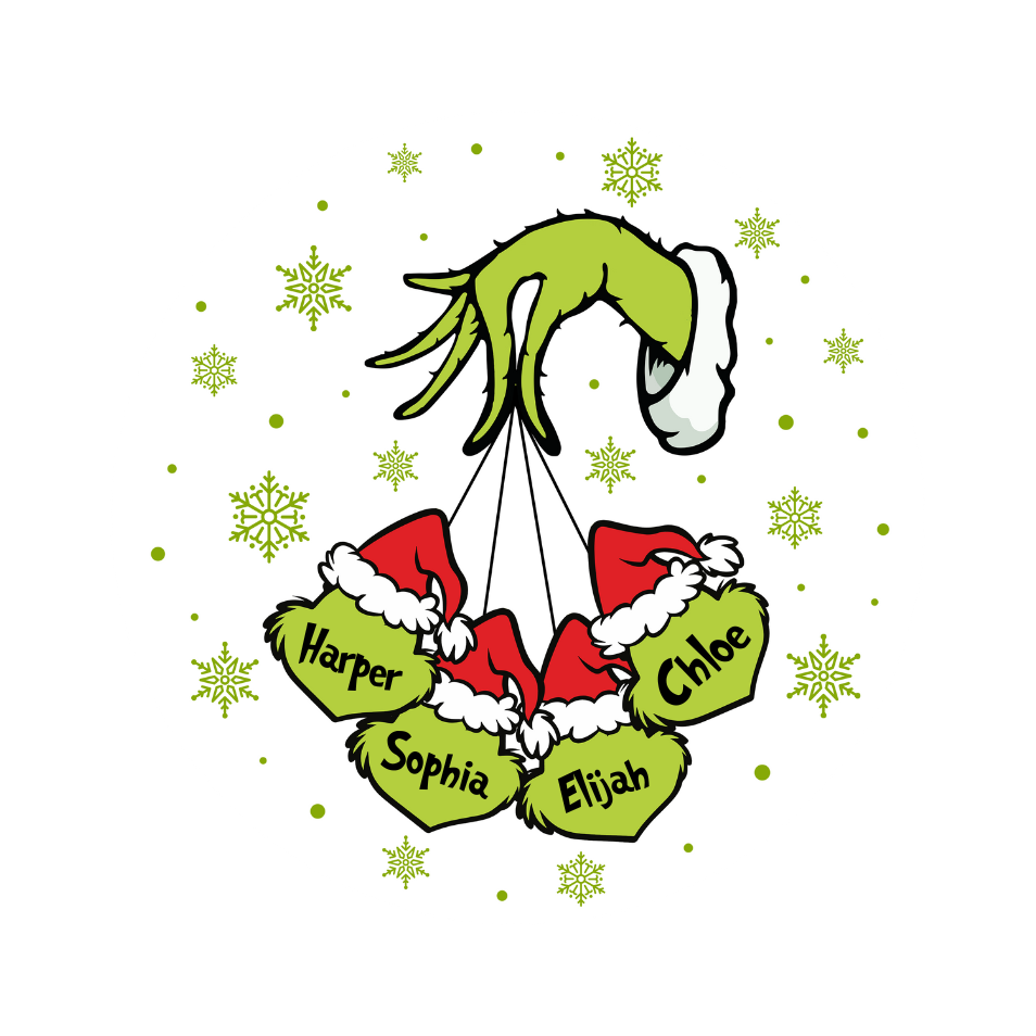 Grinch Hand & Face Christmas Ornament - Double-Sided Ceramic Holiday Decoration