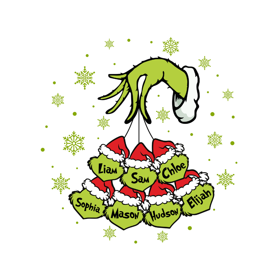 Grinch Hand & Face Christmas Ornament - Double-Sided Ceramic Holiday Decoration