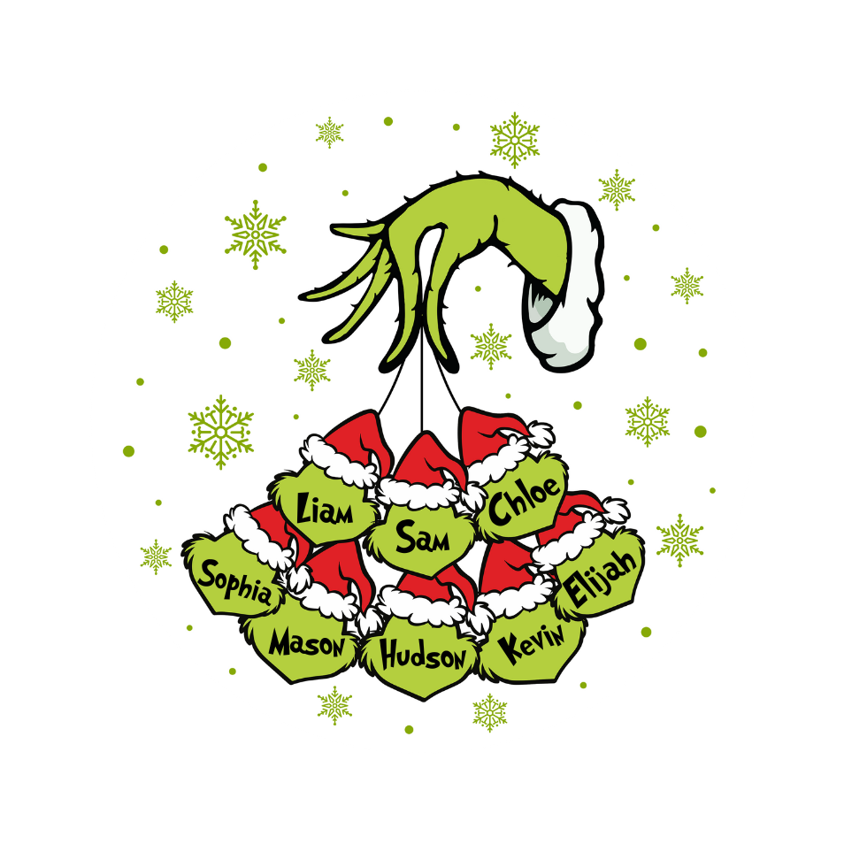 Grinch Hand & Face Christmas Ornament - Double-Sided Ceramic Holiday Decoration