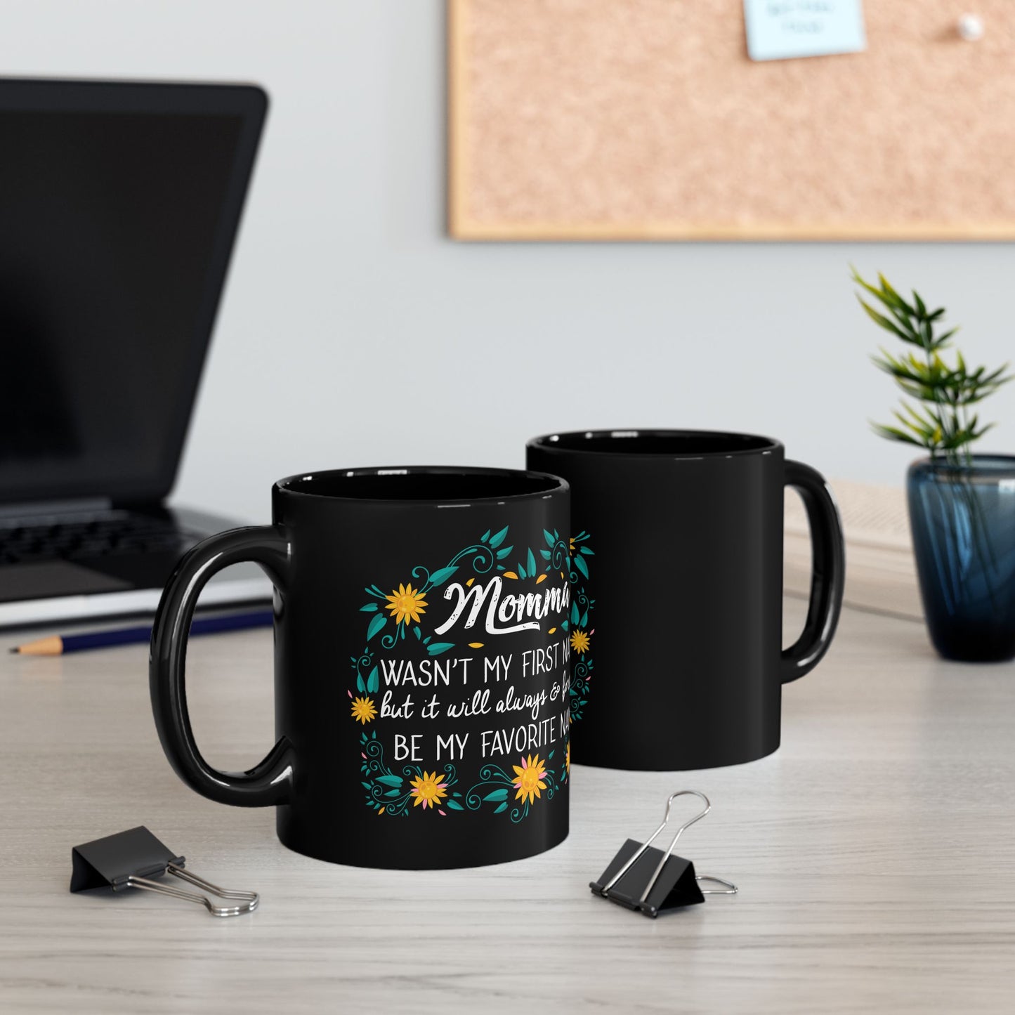 Momma Floral Black Mug - Perfect Gift for Mom on Mother's Day