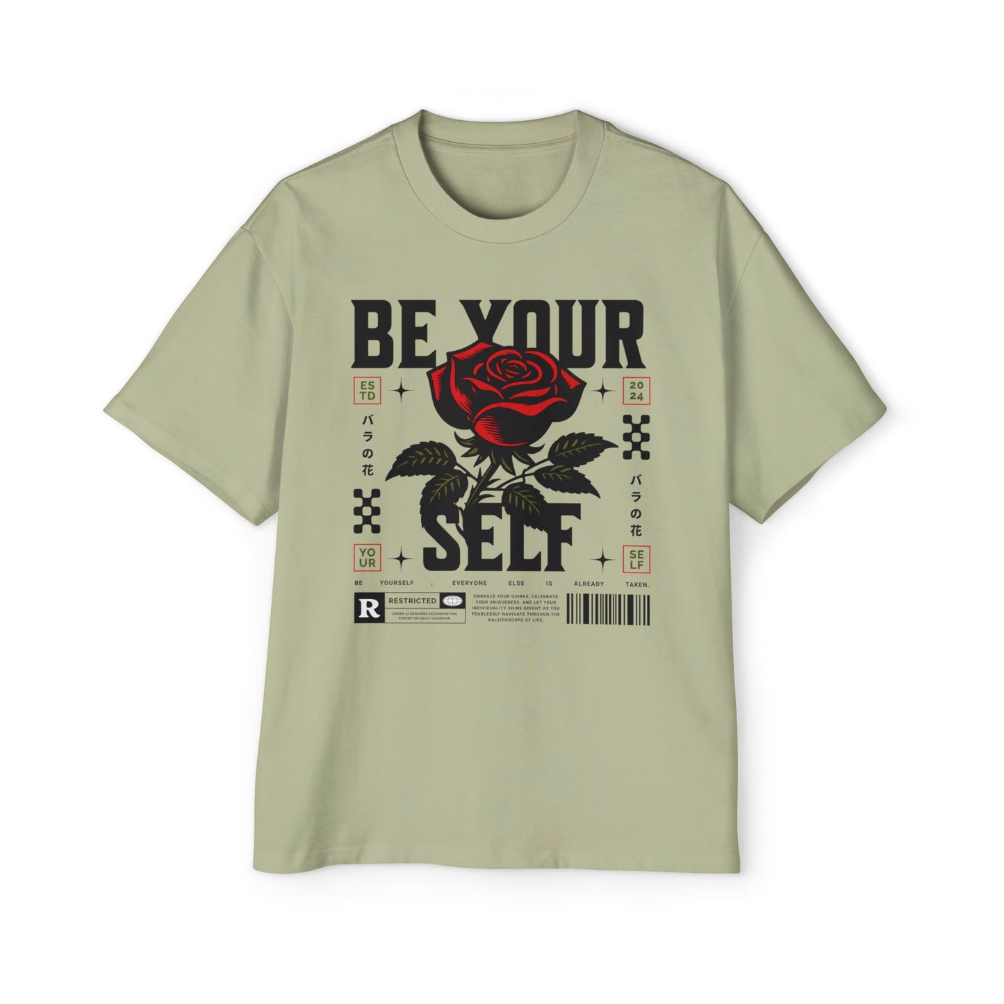 Men's Oversized Tee with 'Be Your Self' Design Light Edition - Trendy Streetwear, Casual Weekend Wear, Gift for Him, Self-Expression Style, Unisex Fashion