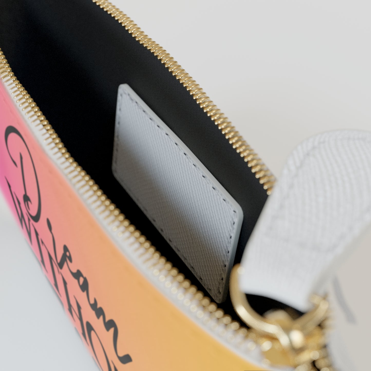 Pink Yellow Mini Clutch Bag with Motivational Quote
