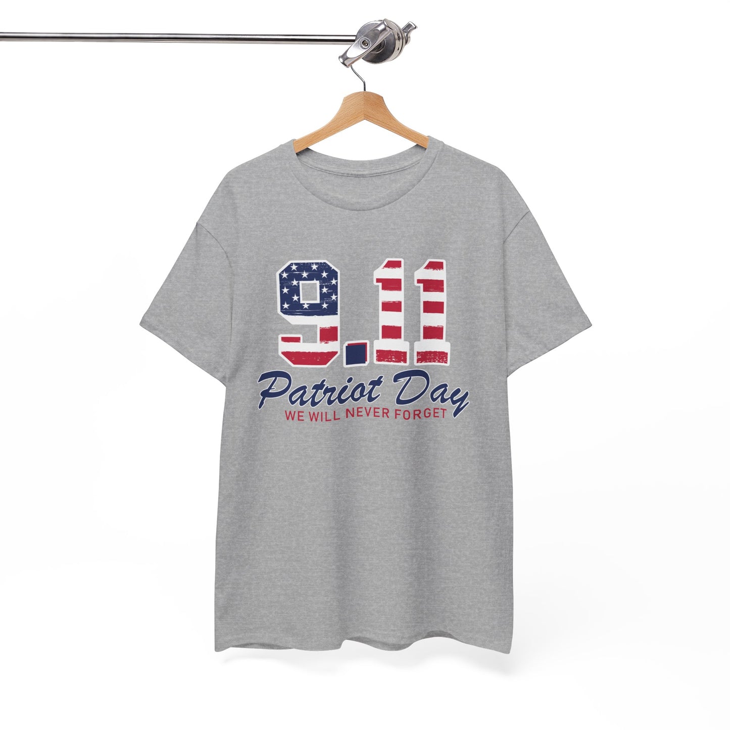 Patriot Day Unisex Heavy Cotton Tee, 9/11 Remembrance Shirt, Memorial T-Shirt, American Flag Tee, Comfort for Heroes