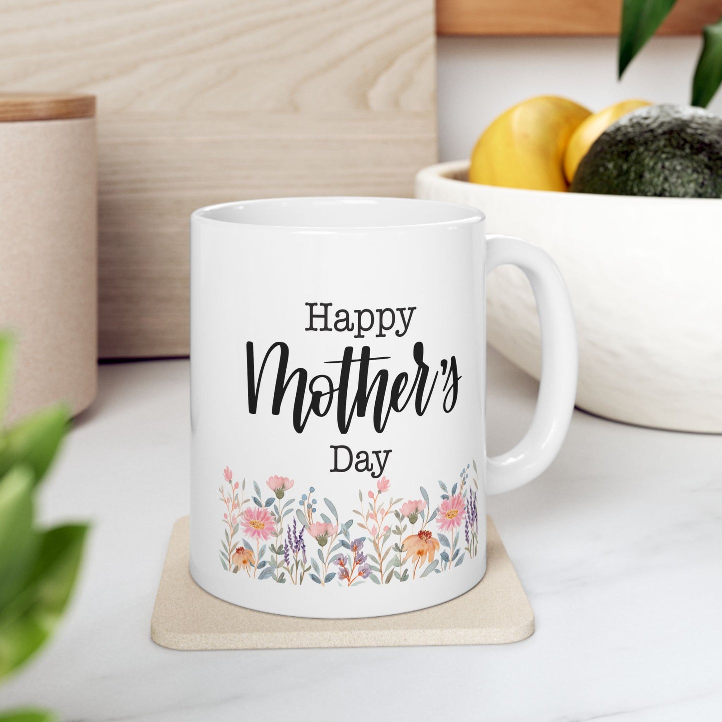 Happy Mother's Day Floral Ceramic 11oz Mug - Perfect Gift for Moms