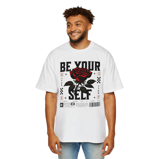 Men's Oversized Tee with 'Be Your Self' Design Light Edition - Trendy Streetwear, Casual Weekend Wear, Gift for Him, Self-Expression Style, Unisex Fashion