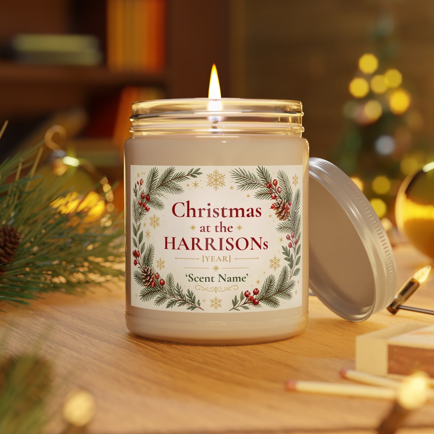 Personalized Christmas Family Scented Candle – Custom Family Name & Year Holiday Gift